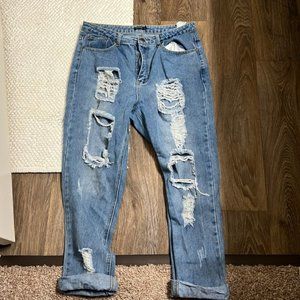 Nasty Gal Distressed Mom Jeans